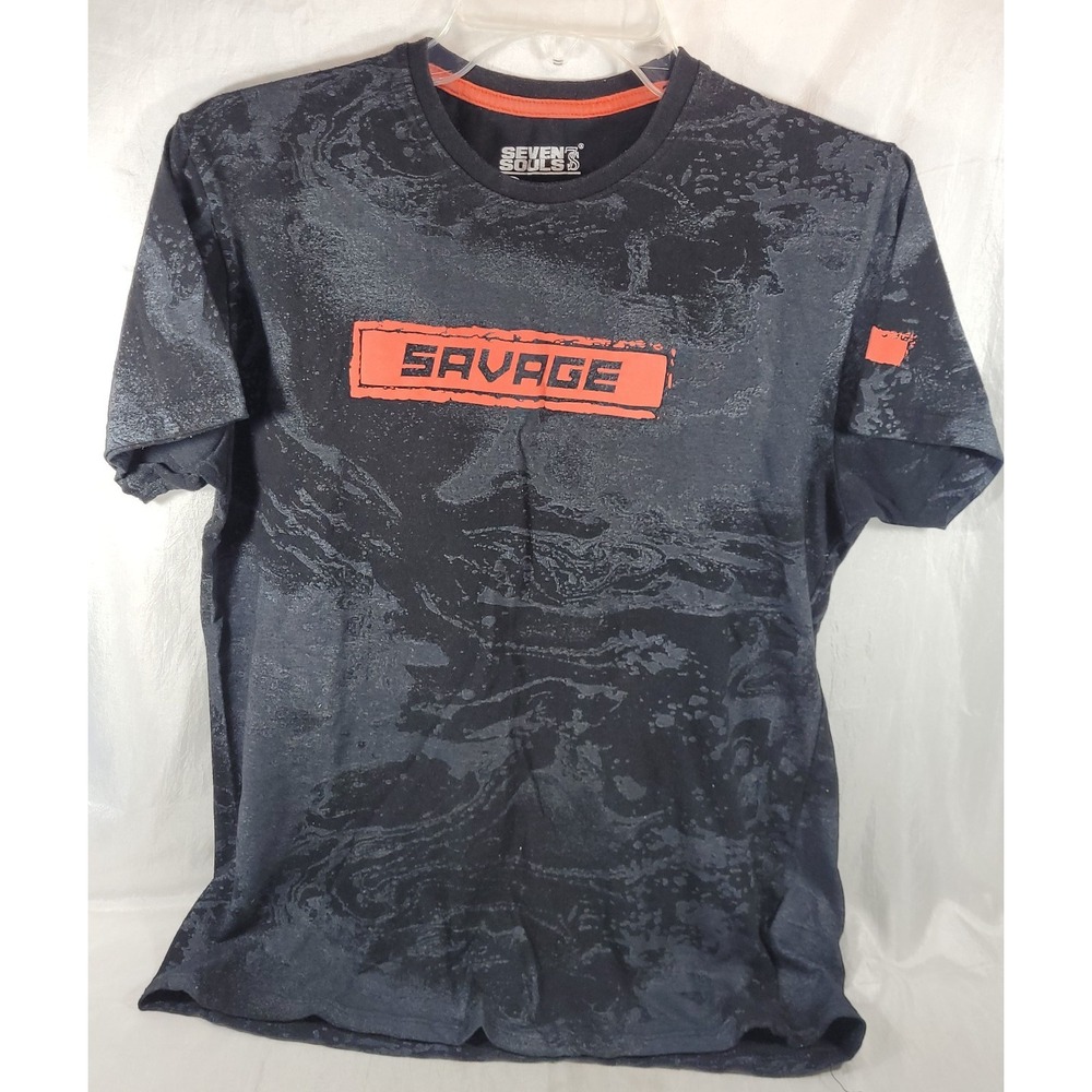 Seven Souls 'Savage' Short Sleeve T-Shirt - Black Camo - Size Medium